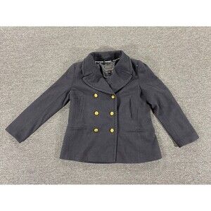 Banana Republic Jacket Womens Large Black Wool Blend Pea Coat Double Breasted
